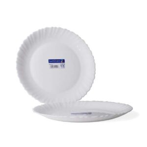 Plato llano Luminarc Feston opal blanco de 25 cm.