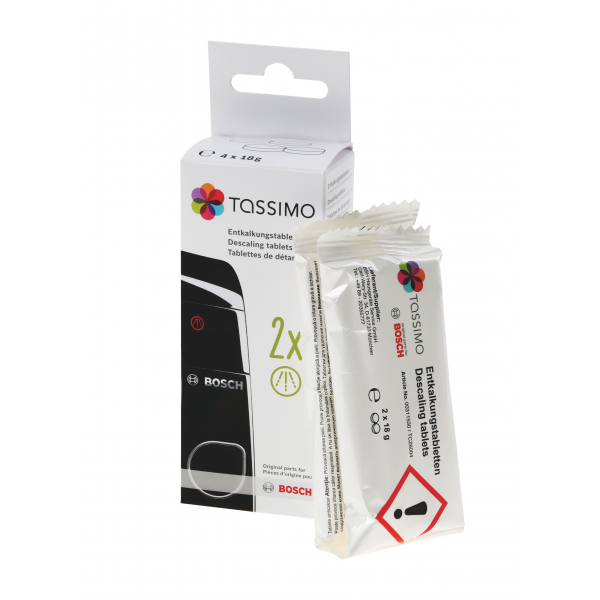 8 pastillas de descalcificación para 4 aplicaciones para cafeteras Bosch  Tassimo 311909 TCZ6004 con cepillo de limpieza DL-Pro